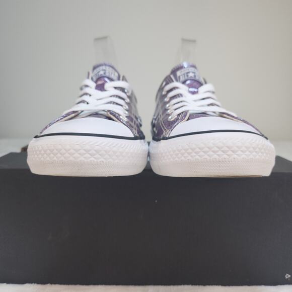 Converse Shoes Juniors 5 Purple Shiny Sparkly Glitter Low Tops Womens 6.5 7 - Picture 7 of 14